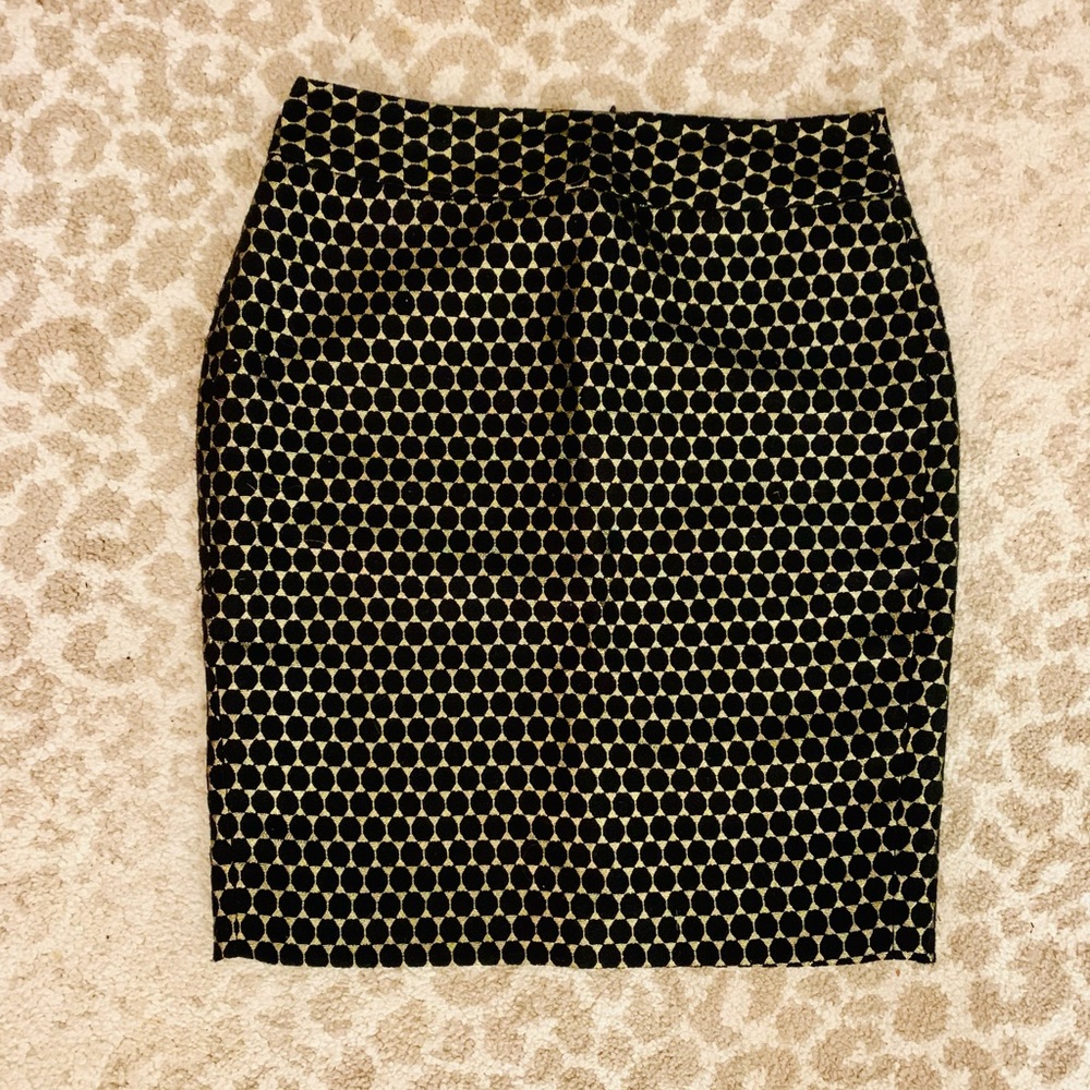 Ann Taylor Petite 00 Gold and Black Skirt
